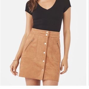 NWT Tan Faux Suede Snap Front Skirt